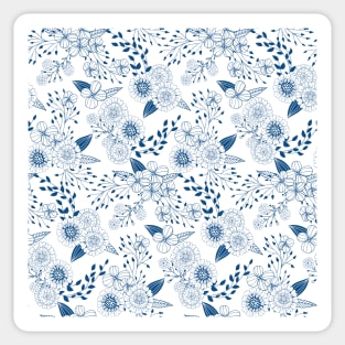 Doodle flowers in classic blue Sticker